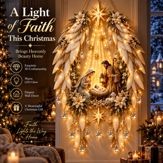 🔥Last Day 50% OFF🔥👼 Heavenly Angel Wings Nativity Light✨ – Lighted Christmas Wall Decor  ✈️