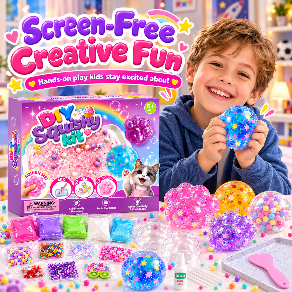 🔥🔥Last Day 50% OFF🔥! 🧁DIY Fried Ice Squishy Toy Kit with Cat Claw Design for Kids