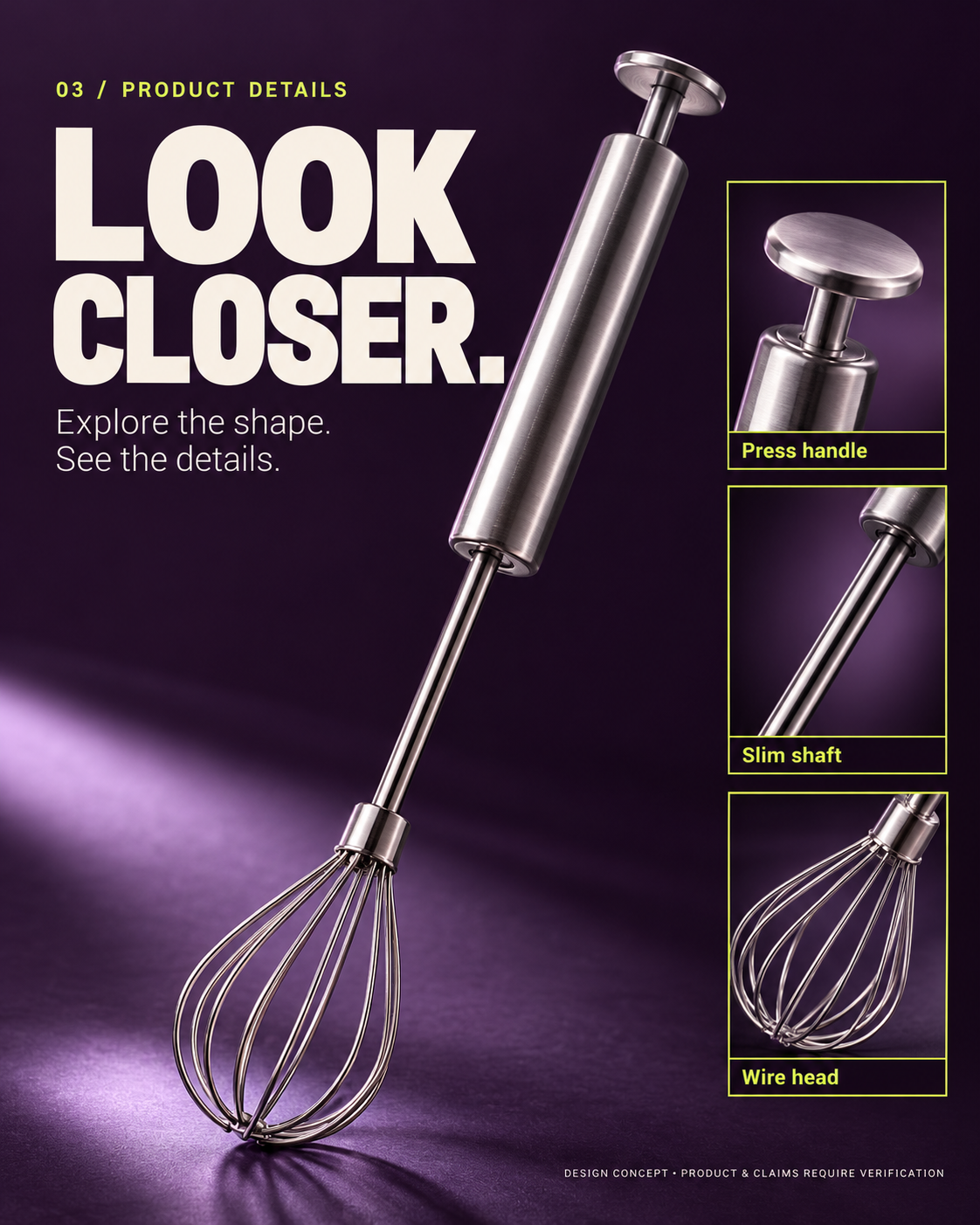 Stainless Steel Hand-Push Rotary Whisk Food-Grade Rust-Resistant Kitchen Utensil