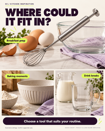 Stainless Steel Hand-Push Rotary Whisk Food-Grade Rust-Resistant Kitchen Utensil