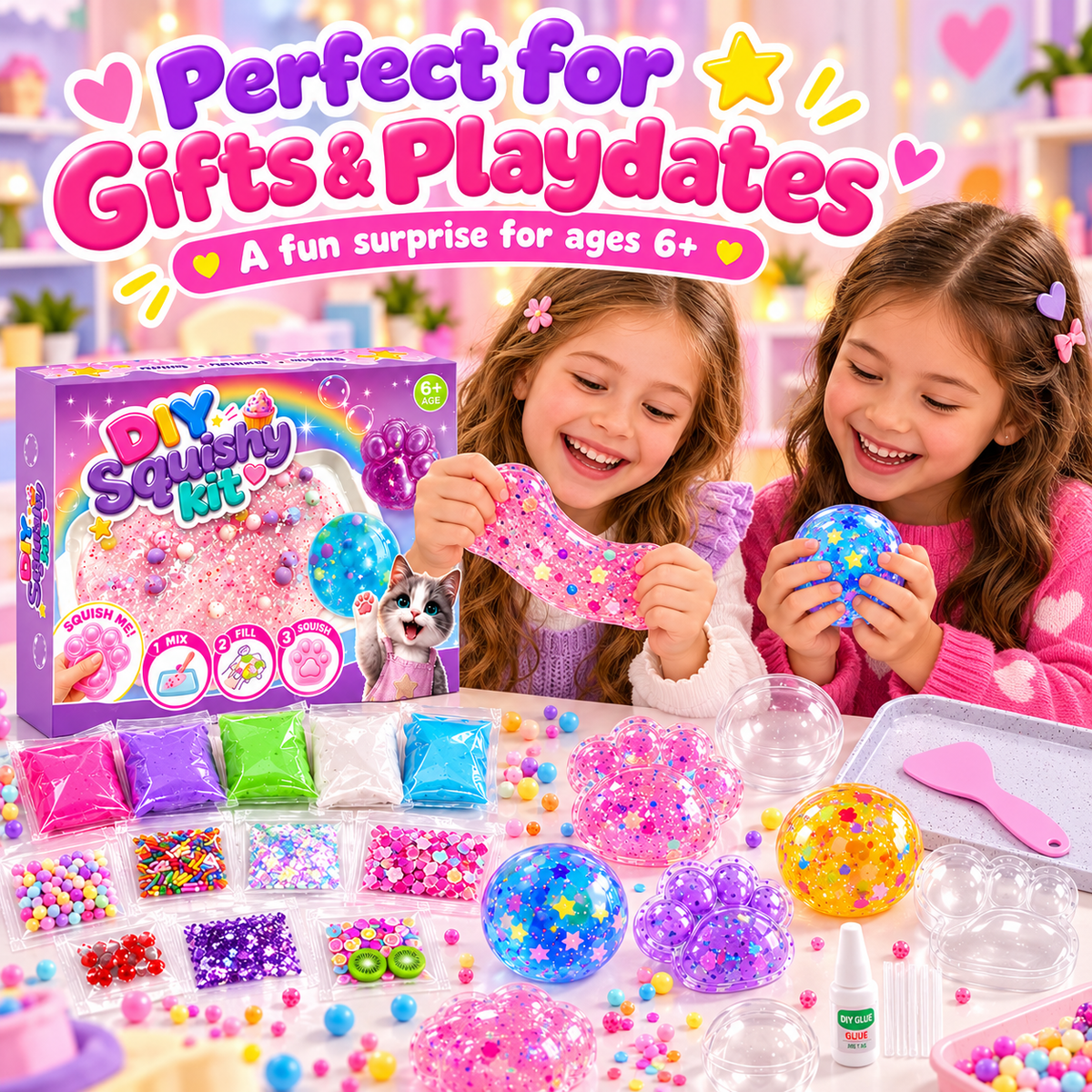 🔥🔥Last Day 50% OFF🔥! 🧁DIY Fried Ice Squishy Toy Kit with Cat Claw Design for Kids