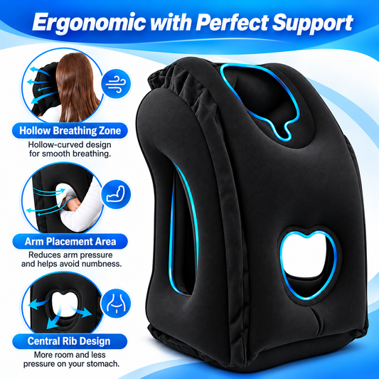 ✈️ LIMITED-TIME 50% OFF! 💨 Inflatable Travel Pillow | 360° Support – Soft Flocking, Quick Inflate, Compact