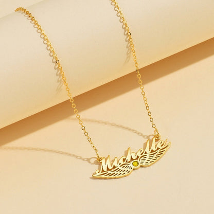 Victoria personalized wing collarbone necklace