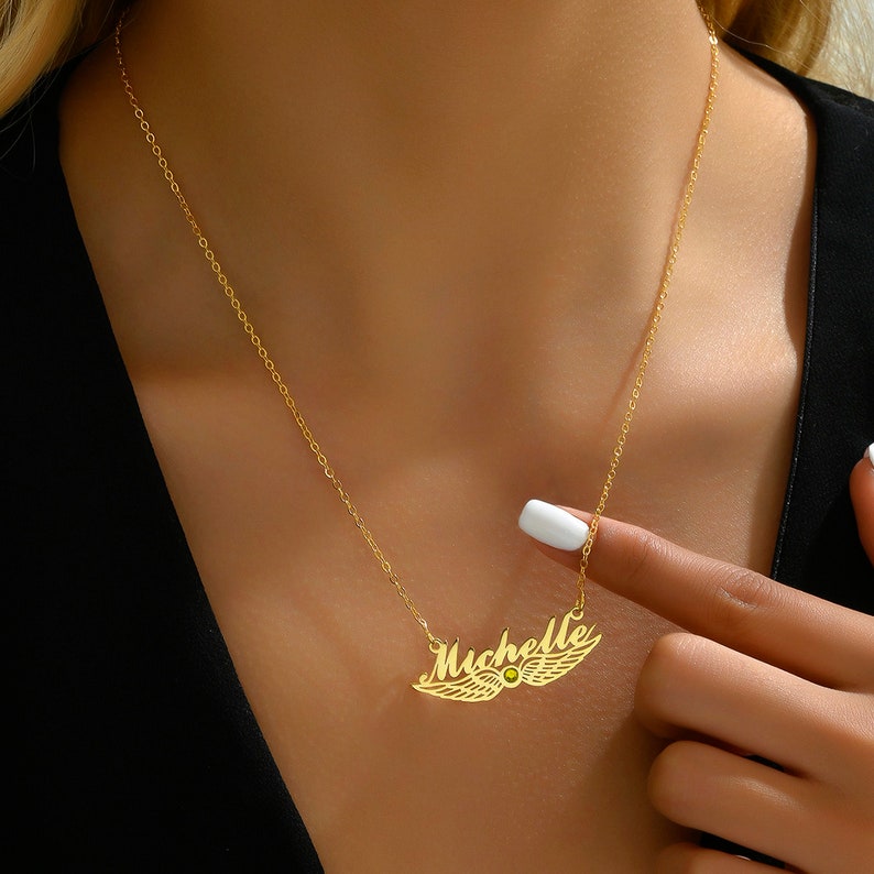 Victoria personalized wing collarbone necklace